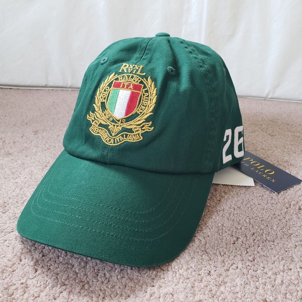 NWT Polo Ralph Lauren Italy 2026 Soccer Adult Green Strapback Hat Cap Football